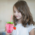 1pc Strawberry Straw Cup Cute Cartoon Strawberry Straw Cup Fruit shaped Suitable for Summer Beach, Juice Cup, Beverage Cup. 