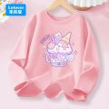 3-14years Girls' Pink Long Sleeve T-shirt - Cute "FRESH" Drink & Animal Print Kids Cotton Top 2026 Spring New.