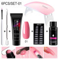 Poly Nail Gel Full Set With 6W LED Lamp Nail Set For Beginner Nail Tips Art 3D Design Decoration Extension Manicure Tools Kit. 