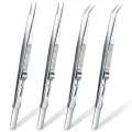 16CM Professional High Precision Stainless Steel Jewelry Tweezers Sandblasting DIY Diamond Gem Jewelry Jeweler's Slotted Buckle. 
