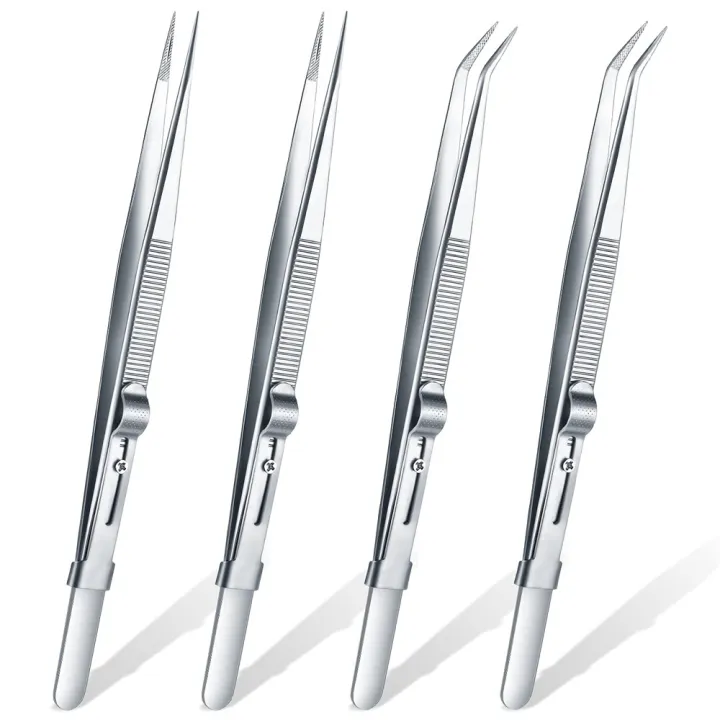 16CM Professional High Precision Stainless Steel Jewelry Tweezers Sandblasting DIY Diamond Gem Jewelry Jeweler's Slotted Buckle