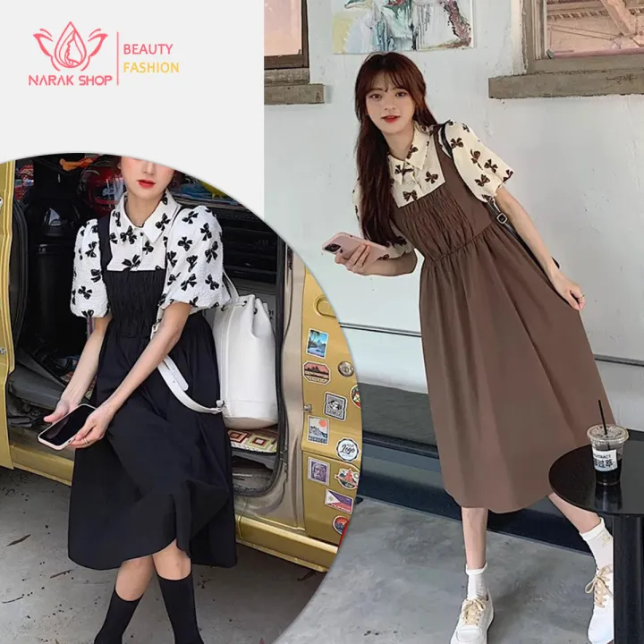 Ready to ship Korean fashion casual short sleeve cute girl dress