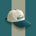 Corduroy Hat WONDER Embroidery Patchwork Colours Baseball Cap Korean for Women Fashion Visor Cap for Men. 