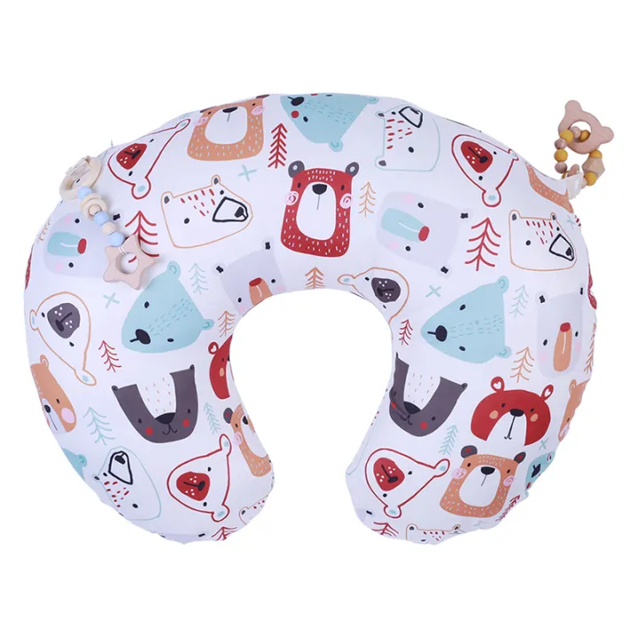 Baby Nursing Pillow Cover Newborn Maternity Breastfeeding Pillow Cover Slipcover with Play Cartoon Print U Shape