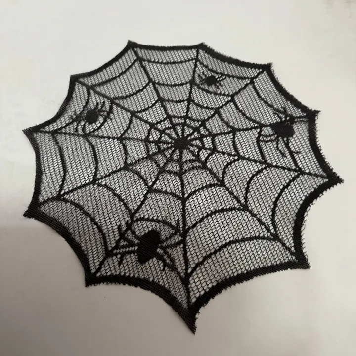 Diameter%2030cm%20Halloween%20Tablecloth%20Black%20Placemat%20Disposable%20Spider%20Table%20Runner%20Halloween%20Decoration%20Set%20-%20Image%204