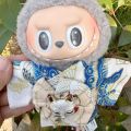 Japanese Style Dress Up for 17cm Labubu Doll Outfit Koi Cherry Blossom Pattern Kimono Doll Suit Doll Decoration Clothes Set. 