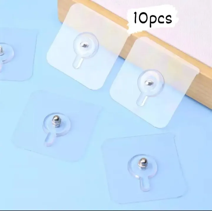 10Pcs%20Strong%20Self%20Adhesive%20Nails%20Poster%20Seamless%0AWall%20Hook%20Waterproof%20Durable%20Transparent%20Screw%20H...%20good%20quality%20hook%20-%20Image%203