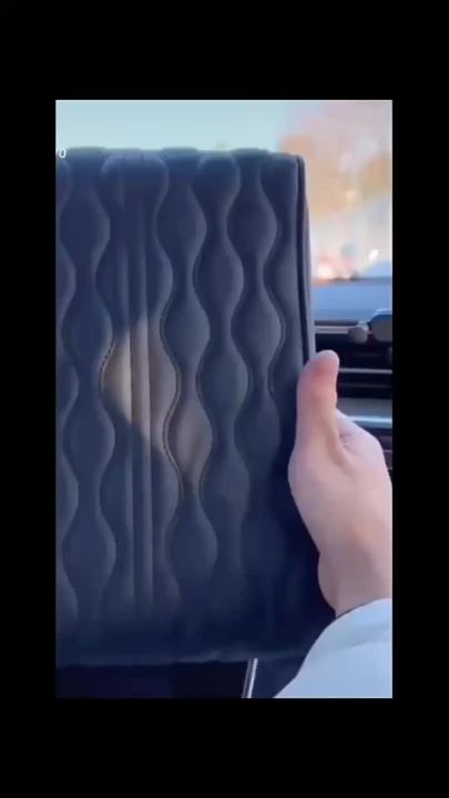 Car Armrest Mat Center Console Arm Rest Protection Cushion Wave Embroider PU Leather Auto Armrests Storage Box Cover Pad