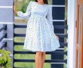Ladies Casual Frocks/Women's Dresses/Polka dot design/White Dresses. 