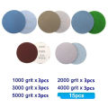 15pcs 125mm Inches Grit 1000 2000 3000 4000 5000 Sanding Discs Hook Loop Sandpaper Round Disk.