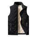 Autumn and winter fashion men's cotton vest jacket casual multifunctional plus size warm standing collar sleeveless men's top. 
