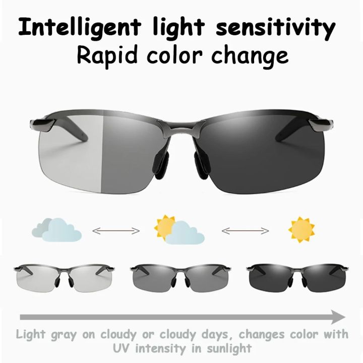 Photochromic Sunglasses Men Polarized Driving Chameleon Glasses Male Change Color Sun Glasses Day Night Vision Driver Eyewear