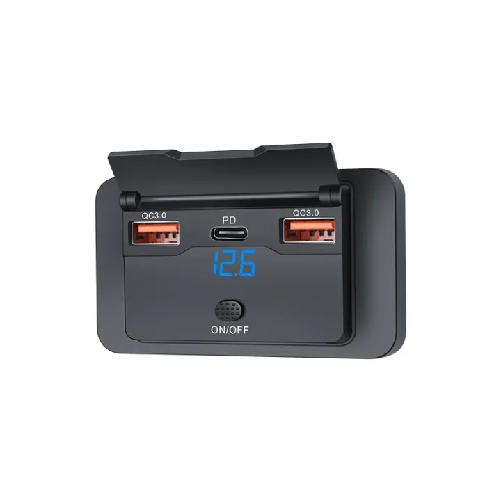 Hide%20Car%20Fast%20Charger%20Qc%203.0%2018W%20and%20Dual%20Usb%2030W%20Pd%20Socket%204-Port%20Car%20Charger%20Socket%20with%20Push-Switch%20Voltage%20Display%20-%20Image%207