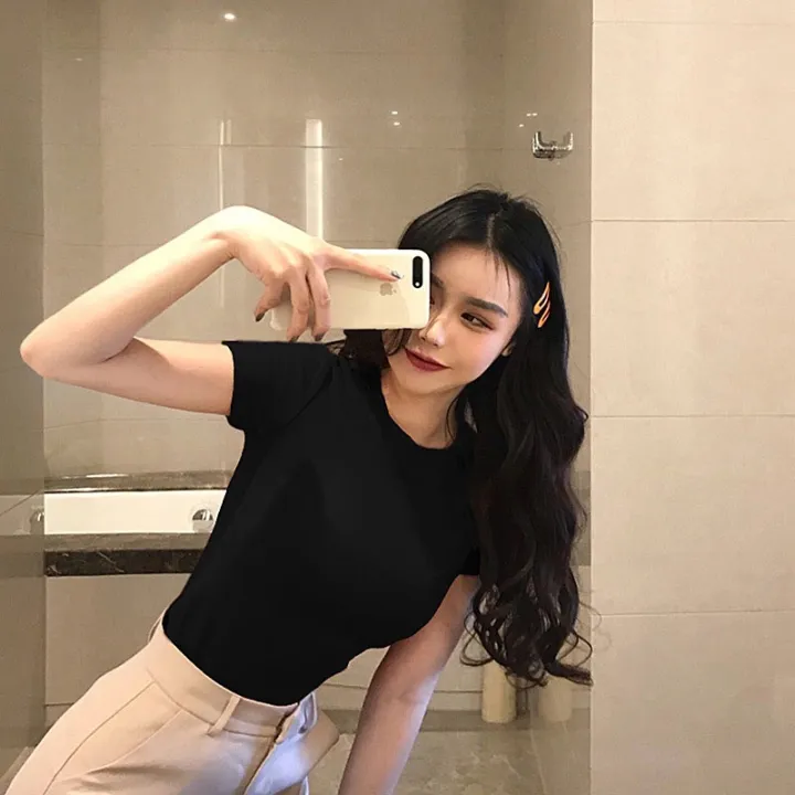 Korean%20style%20big%20boobs%20T-shirt%20female%20sweet%20Korean%20style%20cotton%20tight%20short%20sleeve%20long%20sleeve%20chest%2032-38%20girls%20S-M%20wear%20-%20Image%207