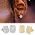 Hip Hop Rock Ear Stud Earrings for Men Iced Out Cubic Zirconia Bling Cartilage Accessories Homme Hippie Jewelry Wholesale OHE143. 