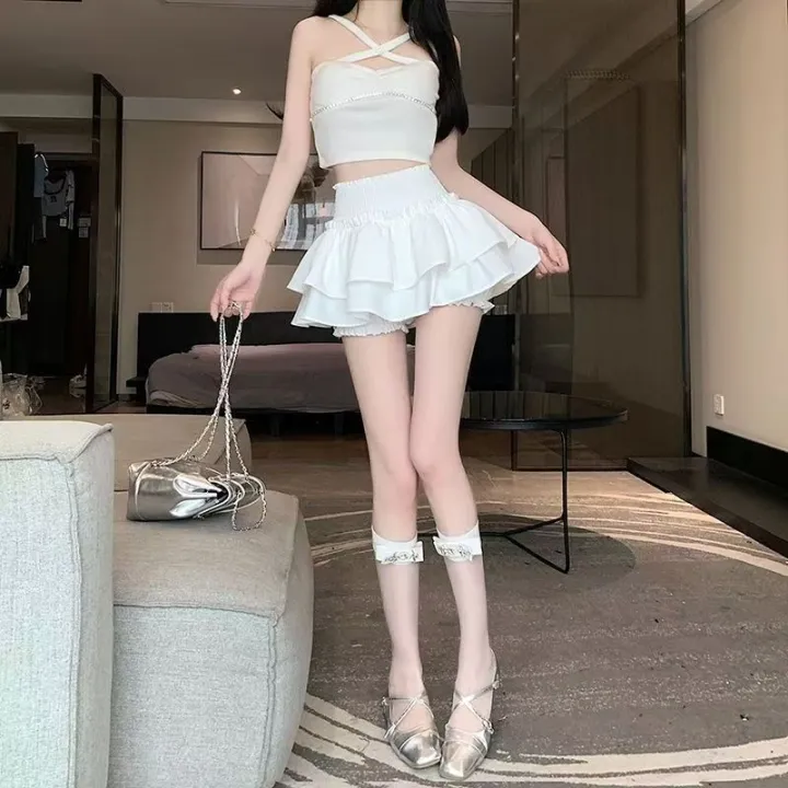 Princess%20Kawaii%20Sweet%20Mini%20Skirt%20Elastic%20High%20Waist%20Ballet-Style%20Tiered%20Skirt%20New%20White%20Casual%20Matching%20Girl's%20Short%20Cake%20Skirt%20-%20Image%206