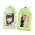 2pcs Cute Cartoon Cat Card Holder Green Tone Ins Style PVC  Idol Photo Storage Pendant. 