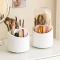 360° Rotating Makeup Brush Storage Box Portable Desktop Cosmetic Organizer,7 Slots Transparent Makeup Brush Box Dust Free Makeup Brush Organizer for Display Stand Bedroom Dresser Bathroom Counter Top. 