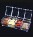 Transparent Crystal Condiments Organizer Seasoning Box Condiments 4 Spice Crystal Seasoning Box. 