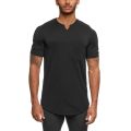 Running T-shirts Mens V-neck Slim Fit Fitness T Shirt Solid Gym Clothing Bodybuilding Tight T-shirt Quick Dry Training Tee Shirt.