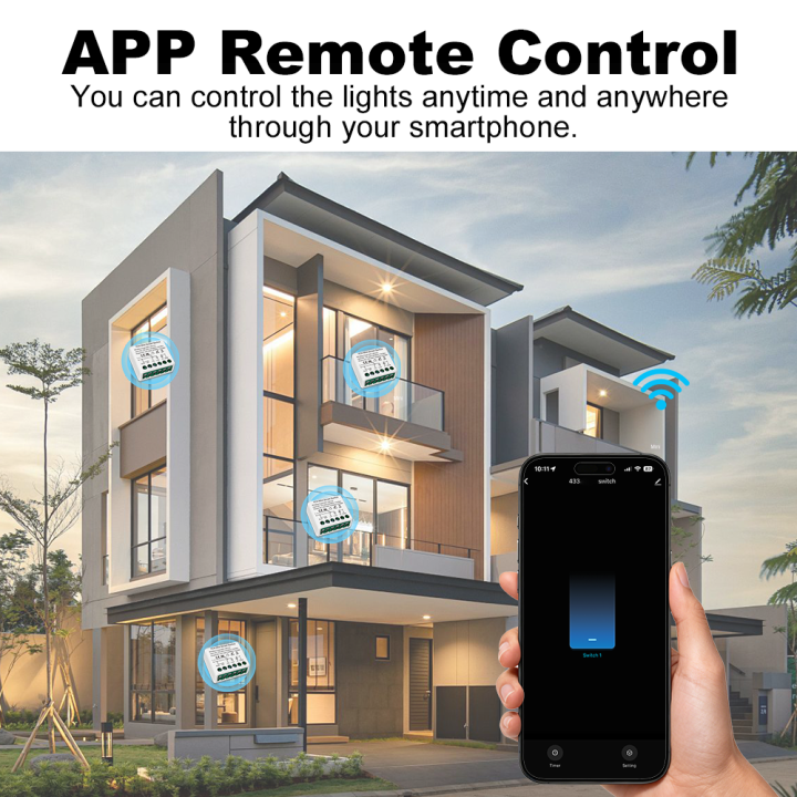 MANHOT Tuya WiFi+RF433 Mini Smart DIY Switch 2Way Switch Module Control ...