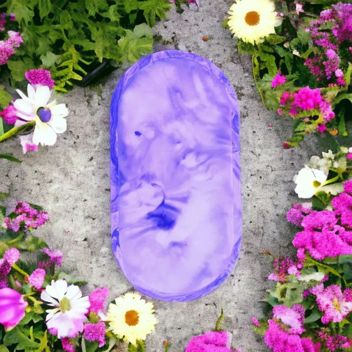 "Ivory Whisper with Royal Plum Marble Lavender/ Purple Oval Tray"