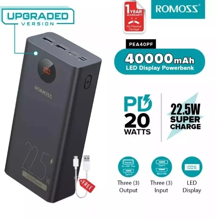 Romoss%20PEA40%2040000mAh%20romoss%20Power%20Bank%2018W%20PD%20QC%203.0%20Two%20-%20way%20Fast%20Charging%20...%20-%20Image%202
