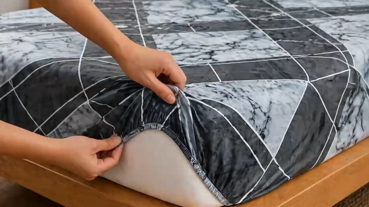 My Home  Printed Fitted Bed Sheet With Pillow Cover, Ultra Soft Fabric Bedsheet, Anti Slip, Cool Fabric, Single, Double, Queen ,King Sizes 100% Cotton Fabirc