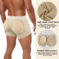 Men Hip Lift Body Shaper Sponge Fake Butt Padded Boxer Briefs Hollow out Breathable Slimming Underwear Body Shaping Enhancement.