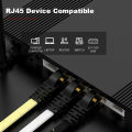 ROVLL CAT7 Ethernet Cable Flat Lan Cable STP Round RJ45 Network Cable Cat 7 Internet Cord 10Gbps Braided Patch Cord.