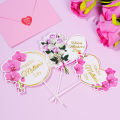12 Pieces Happy Mother's Day Cake Toppers Flower Cupcake Topper for Mother's Day Birthday Cake Decoration Party Supplies. 