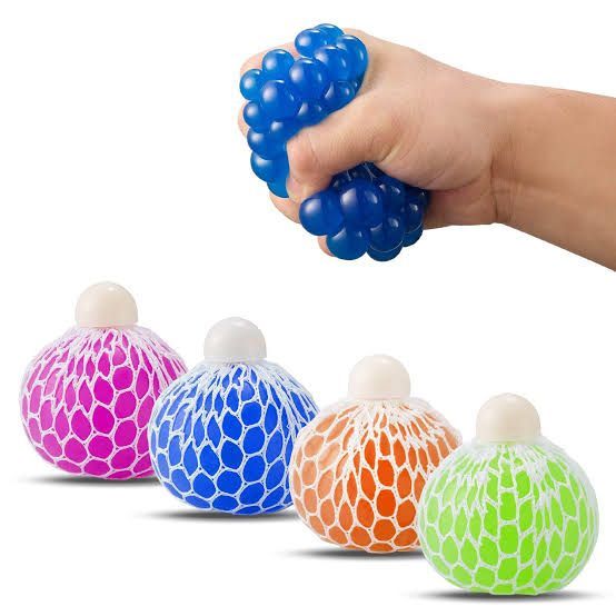 Colorful Squishy Mesh Balls Stress Ball Toys Color Changing, Squeeze Stress Balls for Teens Kids, Stress Relief Balls for Easter Stocking, Stress Relieve Balls Color Change (Green/Yellow/Blue/Purple)