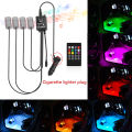 LED RGB Car Foot Ambient Light With USB/Cig Wireless Remote Voice Music APP Control Cigarette  Car Footwell Lights. 