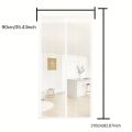 Magnetic Door Curtain with Mesh - No-Drill Installation Suitable for Indoor/Outdoor Use, White Stripe Mosquito Proof Screen.