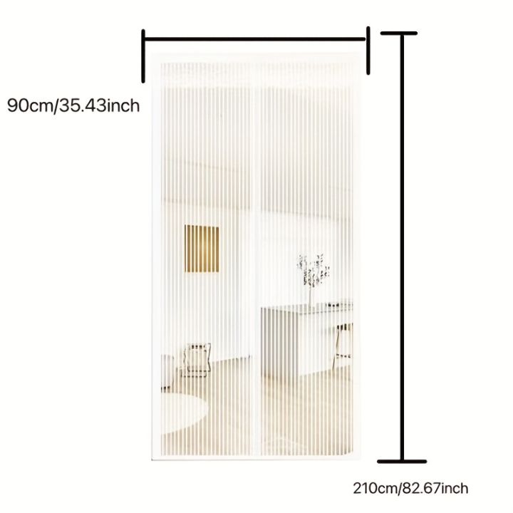 Magnetic%20Door%20Curtain%20with%20Mesh%20-%20No-Drill%20Installation%20Suitable%20for%20Indoor/Outdoor%20Use,%20White%20Stripe%20Mosquito%20Proof%20Screen%20-%20Image%206