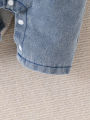 Baby Boy Striped T-Shirt + Cartoon Bear Denim Overalls Set, Cute Summer Casual Outfit for Going Out. 