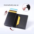 Minimalist RFID Blocking Men's Card Holder Wallet, Lead Alloy, Non-Braided PU Leather, Black. 