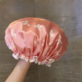 1PC Reusable Bowknot Print Shower Cap Waterproof Anti-Smoke Kitchen Head Cover Bathroom Accessory.