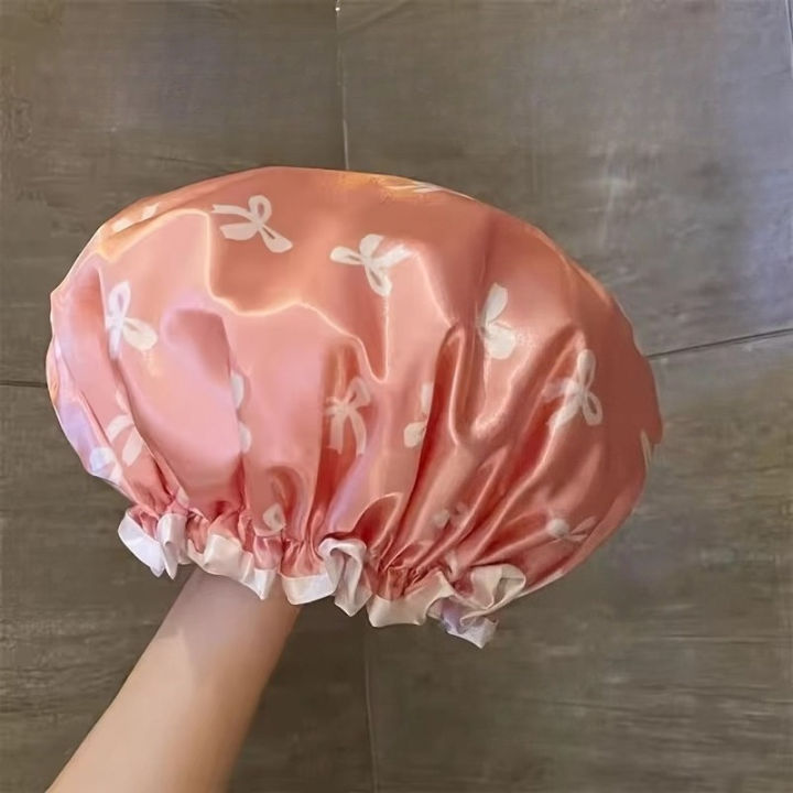1PC%20Reusable%20Bowknot%20Print%20Shower%20Cap%20Waterproof%20Anti-Smoke%20Kitchen%20Head%20Cover%20Bathroom%20Accessory%20-%20Image%203