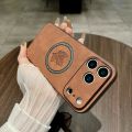 For Magsafe Magnetic Retro PU Leather Maple Leaf Pattern Phone case for iPhone 17 Air 16 E 15 14 Plus 13 12 11 ProMax Back Cover. 