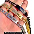 Customized Name Bracelet for Adults  Premium Quality Chain with Name Engraving Available in 3 Colors & Gift Box. 