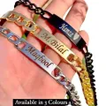 Customized Name Bracelet for Adults  Premium Quality Chain with Name Engraving Available in 3 Colors & Gift Box. 