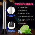 LMETJMA 10 Inch Stainless Steel Cocktail Muddler and Mixing Spoon Professional Bar Cocktail Muddler Set for Mojitos JT201. 