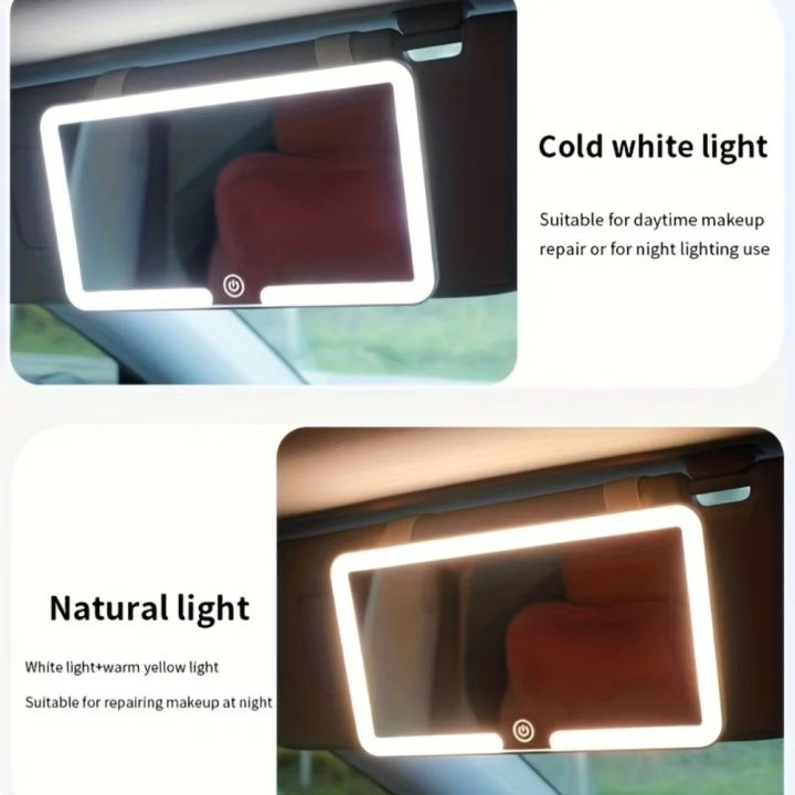 Car%20Interior%20Mirrors%20Sun%20Visor%20Plate%20LED%20HD%20Makeup%20Mirror%20for%20Girls%20Women%20Rechargeable%20Fill%20Light%20Universal%20Thin%20Vanity%20Mirror%20-%20Image%204