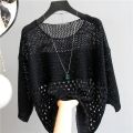 Spring and Summer New Ice Silk Knitted Vest Top Hollow Out Thin Bottoming Sling Streetwear Womens Clothing White Shirt 13686.