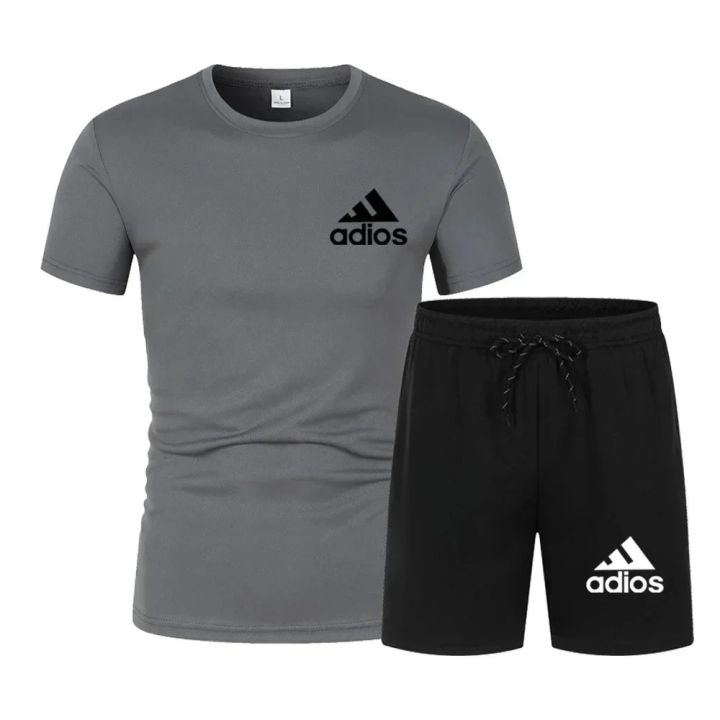 Summer fashion high-quality set men's short sleeved set fashion casual shorts sports set men's T-shirt+shorts two-piece set