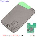 jingyuqin 433 MHz Pcf7947 Chip 2 Button Remote Card Smart Car Key for Renault Laguna Key. 