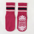 5 pairs of girls', medium, and large children's heart-shaped striped pattern floor socks, mid tube socks, anti slip, wear-resist.