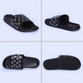Mens Premium Slide Sandals – Black with Iconic Triple Stripe Logo.
