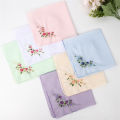35cm 60 count cotton embroidered handkerchief plain color ladies high-grade cotton handkerchief holiday gift wedding supplies.
